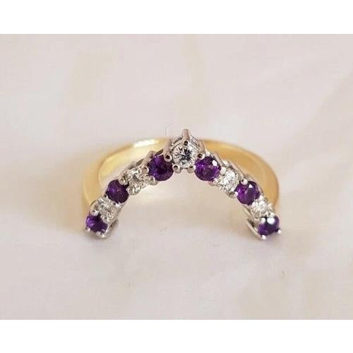 18ct Gold Diamond & Amethyst Dress Ring, 1995 For Sale - Image 4 of 12