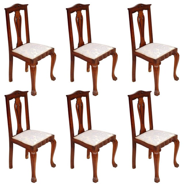 Italian Baroque Chippendale Style Walnut Chairs from Testolini, 1920s, Set of 6 For Sale - Image 10 of 10