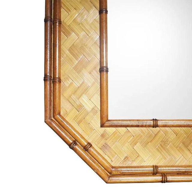 Mid-Century Modern Hollywood Regency Faux Bamboo and Rattan Wall Mirror American of Martinsville For Sale - Image 3 of 6
