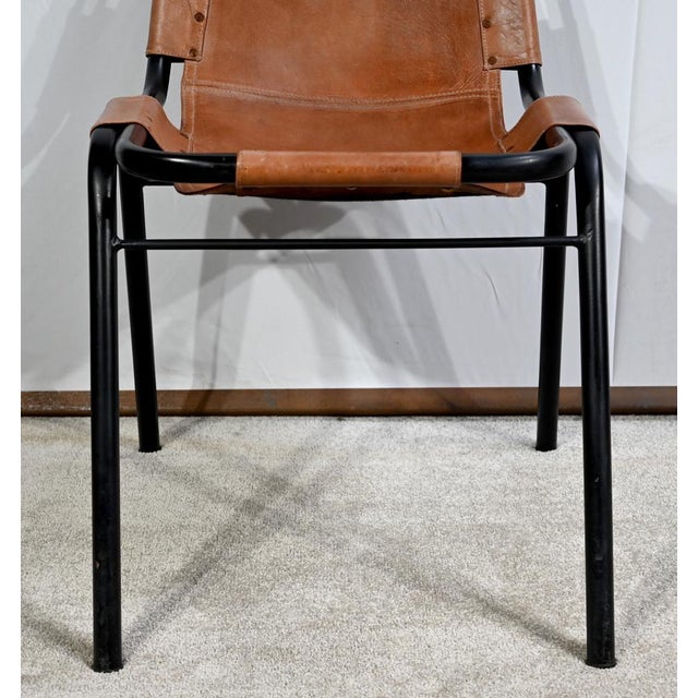 Set of Metal and Leather Chairs, 1960 For Sale - Image 16 of 18