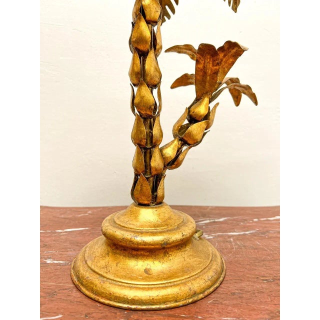 Goldenrod Mid-Century Palm Tree Table Lamp attributed to Hans Kögl, 1970s For Sale - Image 8 of 13
