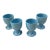1970s Collection of Blue Frankoma Lazy Bones Ceramic Cups- Set of 4 For Sale