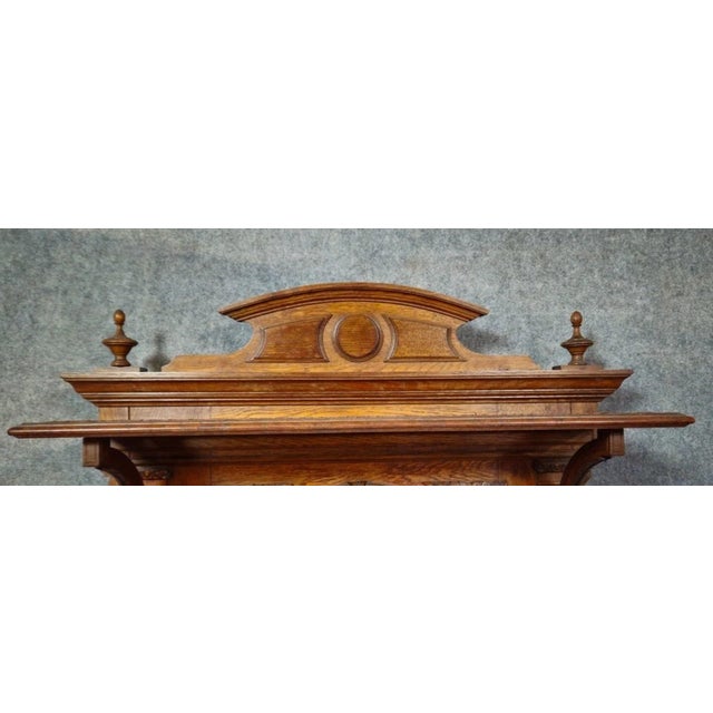 Antique Renaissance Oak Coat Rack with Mirror For Sale - Image 4 of 10