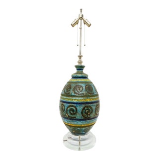 Terracotta Table Lamp 40" H Artisan Glazed Midcentury For Sale