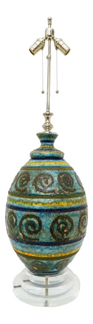 Terracotta Table Lamp 40" H Artisan Glazed Midcentury