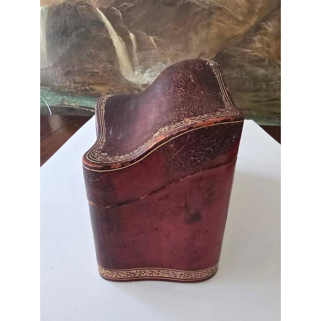 Burgundy Vintage Italian Leather Mid Century Designer Signed Box For Sale - Image 8 of 10