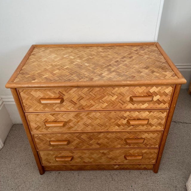 Mid-Century Rattan Cane Chest of Drawers with Lattice Cane Finish For Sale - Image 13 of 14