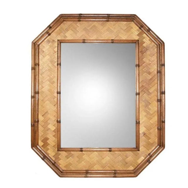 Hollywood Regency Faux Bamboo and Rattan Wall Mirror American of Martinsville For Sale In Oklahoma City - Image 6 of 6