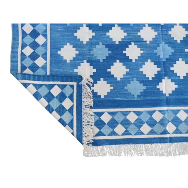 Casa Cosima Handmade Cotton Star and Gingham Rug 6x9 For Sale - Image 4 of 11