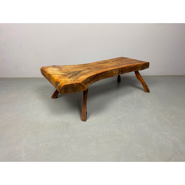 Brutalist Wabi-Sabi Freeform Solid Hardwood Coffee Table, 1970s. This striking Brutalist freeform coffee table from the...