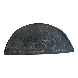 Ship Uss Trumbrill 1780 Plaque (Charcoal Colored With Charcoal Relief) For Sale