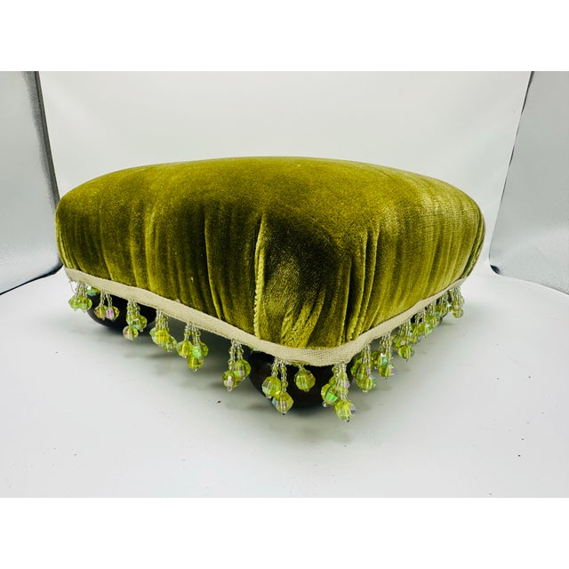 Antique Footstool Reupholstered in Mohair Velvet For Sale In Charleston - Image 6 of 6