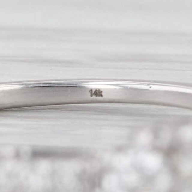 Modern 0.82ctw Round Diamond Engagement Ring 14k White Gold Size 7 Cathedral Band For Sale - Image 3 of 8