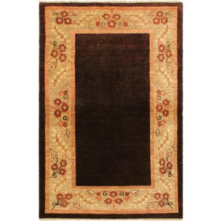 1990s Shabby Chic Gabbeh Brown/Tan Wool Rug - 3'11 X 5'10 For Sale