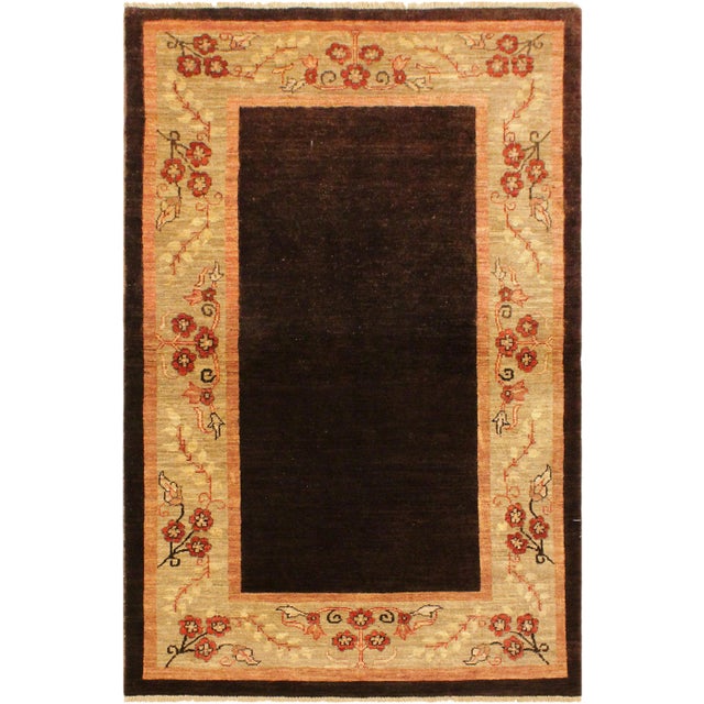 1990s Shabby Chic Gabbeh Brown/Tan Wool Rug - 3'11 X 5'10 For Sale