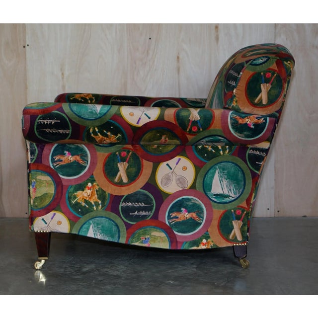 Set of Mulberry Silk Velvet Sporting Life Scroll Arm Armchairs from George Smith For Sale - Image 17 of 18