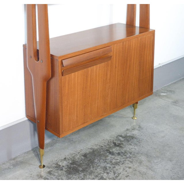 Brown Italian Floor-to-Ceiling Wooden Bookcase, 1970s For Sale - Image 8 of 18
