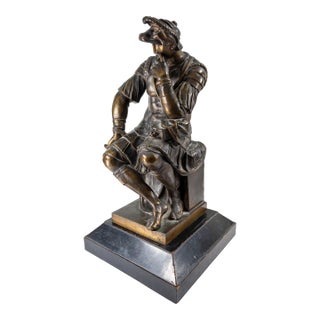 19th Century Grand Tour Bronze of Lorenzo Medici After Michelangelo Buonarotti For Sale
