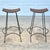 Arthur Umanoff Mid Century Modern Woven Wicker Rattan & Black Iron Bar Stools - A Pair For Sale - Image 4 of 6