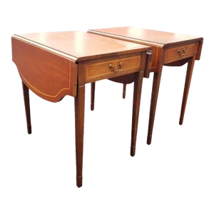 Brandt Certified Genuine Mahogany Pembroke Drop-Leaf Tables, a Pair, Circa 1940s