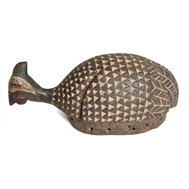 African Vintage Burkina Faso Guinea Fowl Helmet Mask For Sale - Image 3 of 11