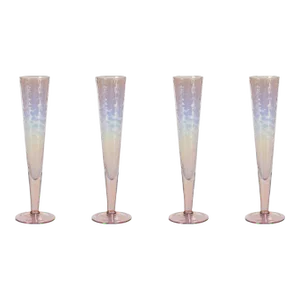 Kandi Slim Champagne Flutes, Pink, Set of 4