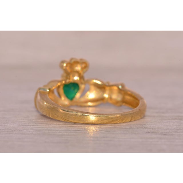 The Balbriggan: Irish Made Designer Signed Green Agate and Natural Diaaond Claddagh Ring For Sale In Philadelphia - Image 6 of 11