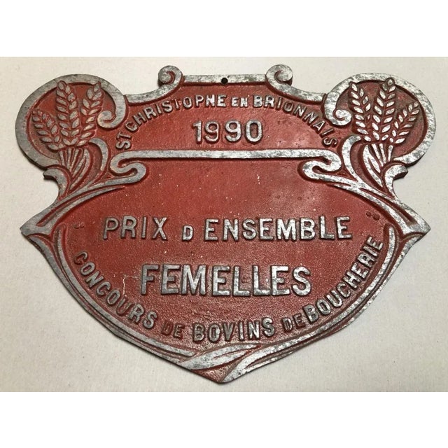 Metal Agricultural Competition Saint Christophe in Brionnais Plaque, 1990 For Sale - Image 7 of 7