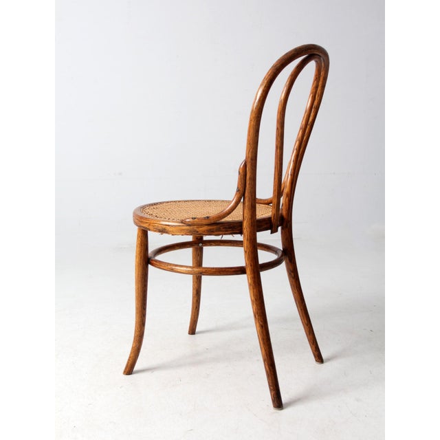 Brown Vintage Bentwood Cane Seat Chair For Sale - Image 8 of 10
