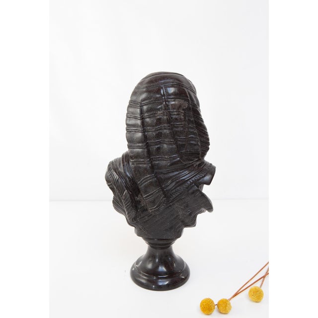 Antique Grey/Black Marble Bust Depicting a Young Woman For Sale - Image 6 of 9