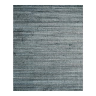 10x14 Para Elena Blue Solid Open Field Handmade Wool Carpet Rug For Sale
