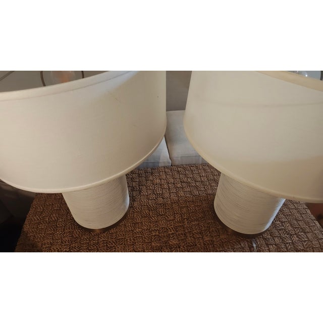 Palecek Rivoli Modern Classic White Leather Table Lamps- Set of 2 For Sale - Image 10 of 11