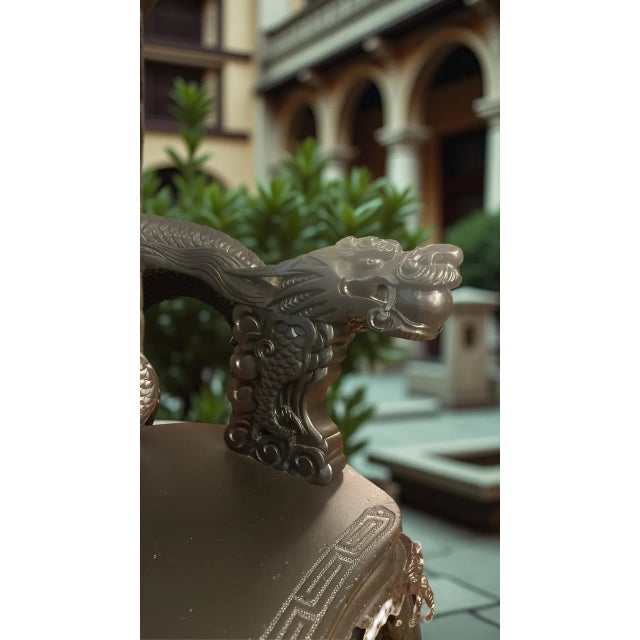 Mid 20th Century Mid 20th Century Restored Chinese Dragon Throne Chair – Hand-Carved - Rare For Sale - Image 5 of 12