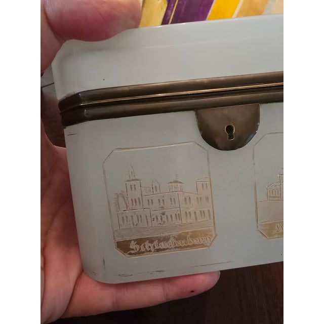 White Antique Bohemian Glass Moser Opaline Jewel Box For Sale - Image 8 of 11