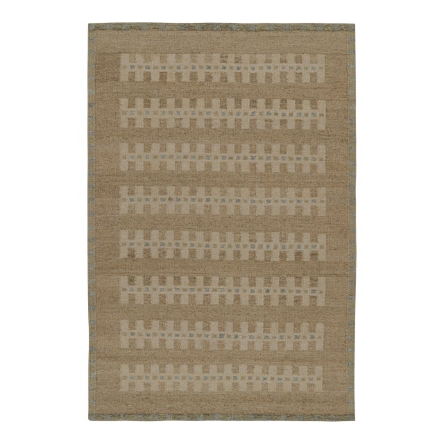 Rug & Kilim’s Scandinavian Style Kilim Rug in Beige with Geometric Patterns - 3x10 For Sale