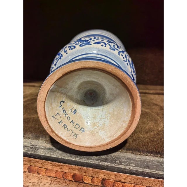 17th Century Model La Gioconda Albarello or Borax Container in Blue and White Ceramic from Deruta For Sale - Image 6 of 7
