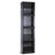 Narrow tall ebony and espresso finish oak wood display shelf / bookcase. Alternating shelving of wood and clear glass....