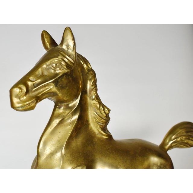 Brass Vintage Large Solid Gold Brass Horse Figurine For Sale - Image 8 of 10