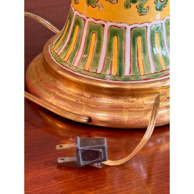 18th Century Chinese Hand Painted Ceramic Vase Lamp With Water Gilt Base For Sale - Image 6 of 9