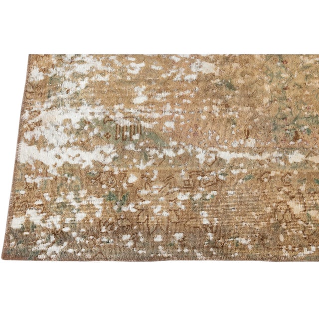 Tan Vintage Distressed Turkish Wool Rug 6'2" X 8'10" For Sale - Image 4 of 10