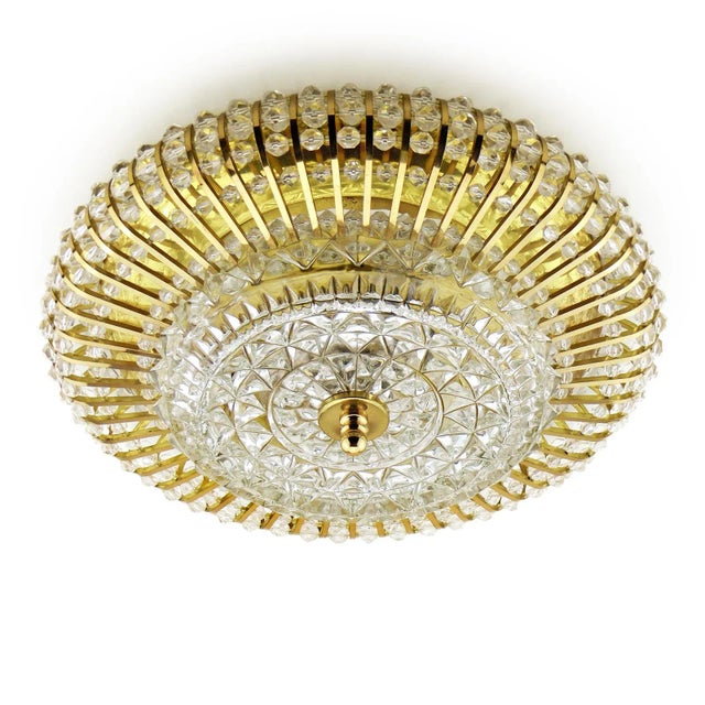 Metal Mid-Century Round Wall or Ceiling Lamp in Glass & Brass attributed to Emil Karl Stejnar, 1960s For Sale - Image 7 of 7