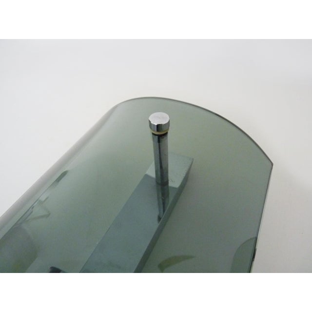 Vintage Italian Wall Lights in Bluish Smoked Glass and Chrome, 1970s, Set of 2 For Sale - Image 6 of 9