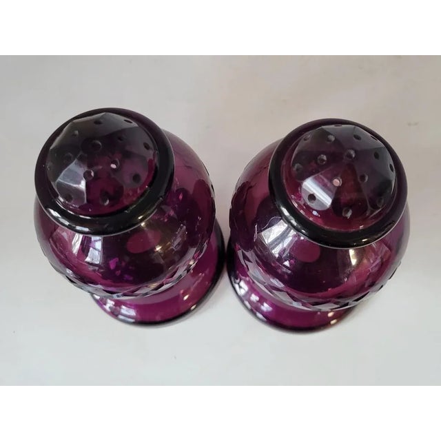 Antique Bohemian Amethyst Cut Glass Hatpin Holders — A Pair, c.1900 For Sale - Image 4 of 7