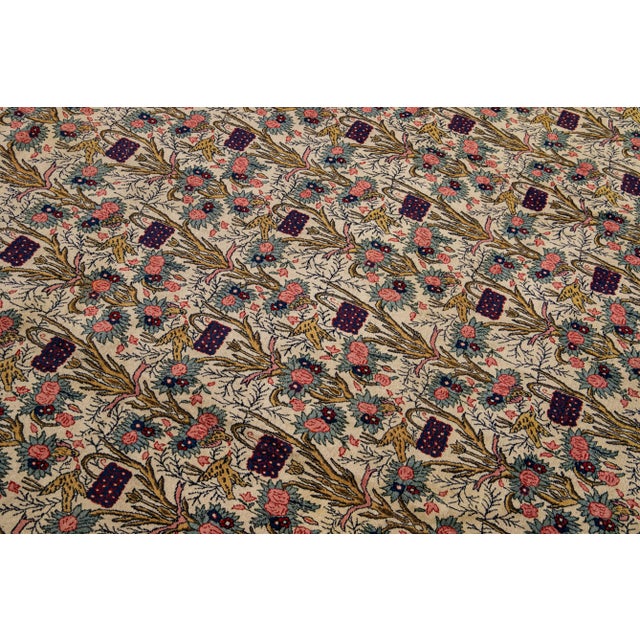 Antique Persian Tehran Handmade Multicolor Floral Pattern Beige Rug For Sale In New York - Image 6 of 11