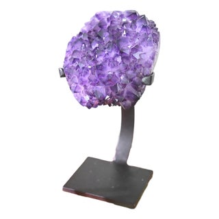 Deep Purple Amethyst Geode on Custom Stand For Sale