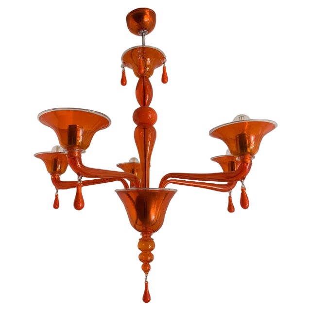Translucent Orange Glass Chandelier from Simoeng For Sale