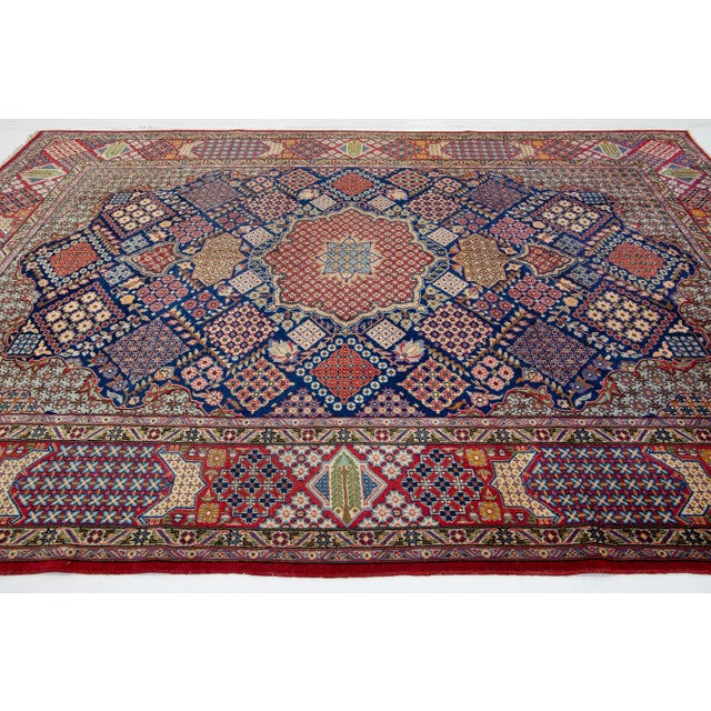 1950s Room Size Persian Kashan Wool Rug With Allover Multicolor Design For Sale - Image 5 of 8