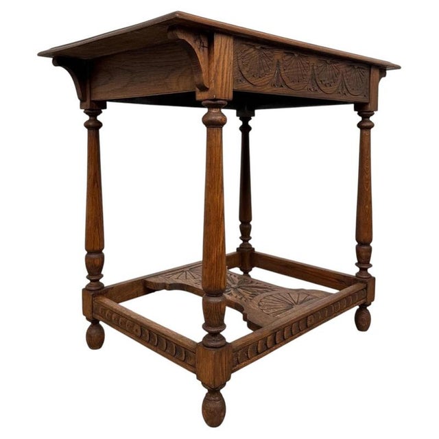 19th Century English Carved Oak Side Table For Sale - Image 9 of 10