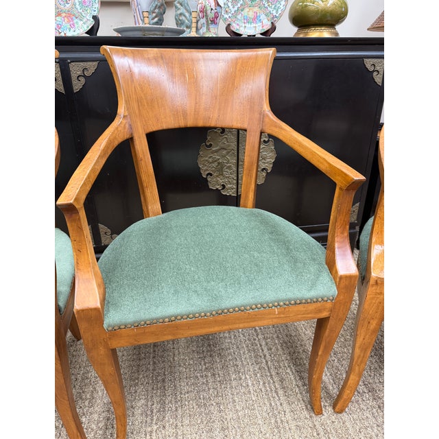 Vintage Dining Chairs Newly Reupholstered in Forest Green Scalamandre Fabric, 1980’s, Set of 4 For Sale - Image 11 of 12
