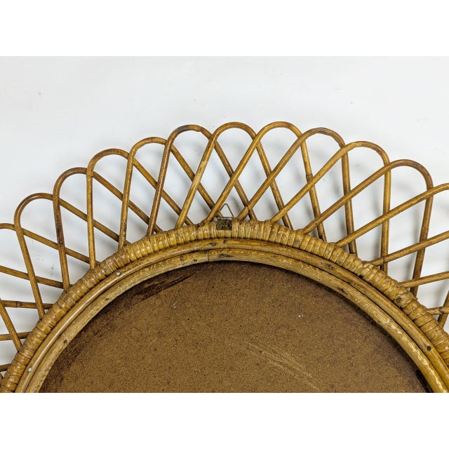 Khaki Italian Rush & Rattan Wall Mirror, 1960s For Sale - Image 8 of 9